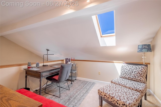 897 Whisperwood Trl, Fenton, MI 48430 - carpeted office with a skylight and lofted ceiling