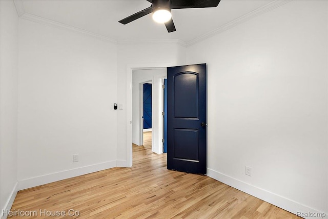 16514 Wildemere St, Detroit, MI 48221 - unfurnished room featuring ornamental molding, ceiling fan, and light wood-style flooring