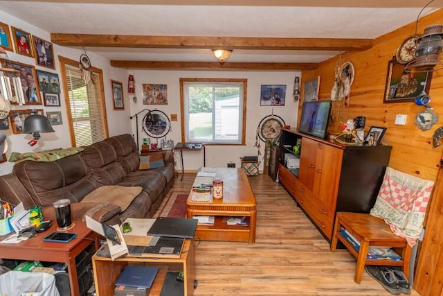 1213 Thomson Rd, Niles, MI 49120 - living area featuring light wood-style floors and beamed ceiling