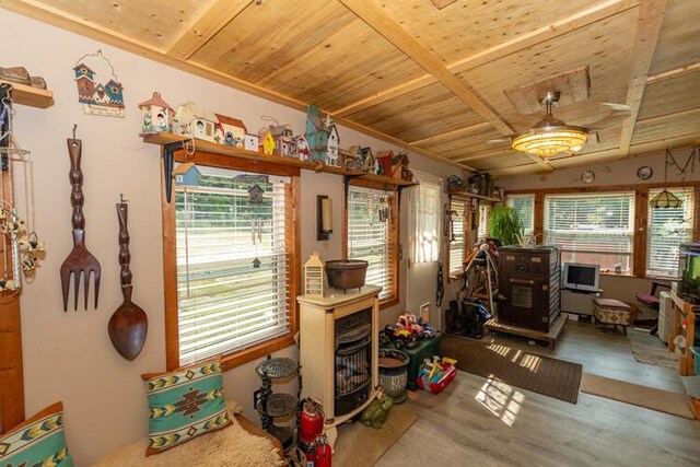 1213 Thomson Rd, Niles, MI 49120 - dining space with wood ceiling, wood finished floors, and lofted ceiling