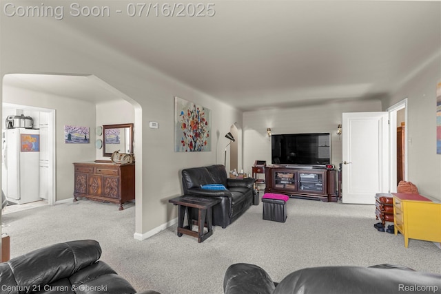 21280 Mada Ave, Southfield, MI 48075 - carpeted living room with arched walkways and baseboards