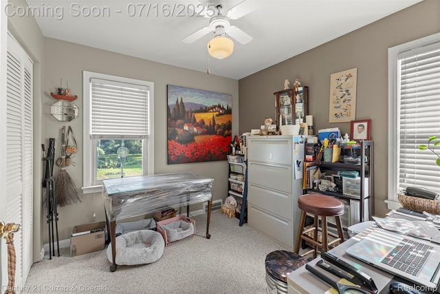 21280 Mada Ave, Southfield, MI 48075 - carpeted office space featuring ceiling fan and baseboards