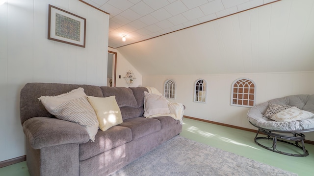 18216 S Schwark Rd, Three Oaks, MI 49128 - carpeted living area featuring baseboards and lofted ceiling