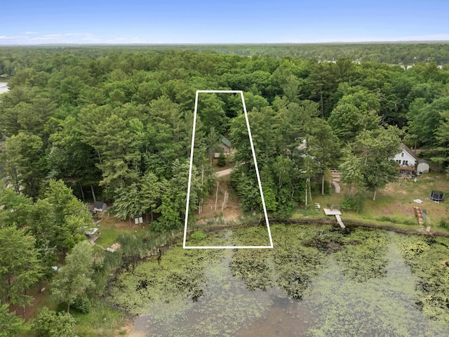 4382 S Vandervoight, Traverse City, MI 49696 - aerial overview of property's location with a heavily wooded area and property boundaries highlighted