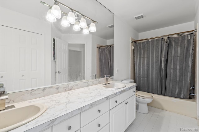 25893 Golf Pointe Dr, Southfield, MI 48075 - bathroom featuring double vanity, shower / bath combo, and tile patterned flooring