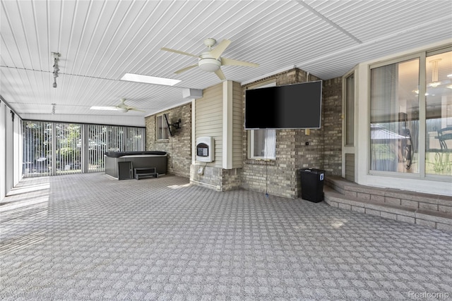 25893 Golf Pointe Dr, Southfield, MI 48075 - unfurnished sunroom featuring a jacuzzi and heating unit