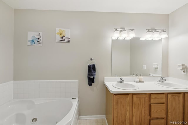 1484 Steeplechase Ct, Howell, MI 48843 - full bathroom featuring double vanity and a jetted tub