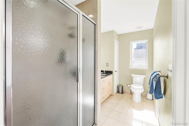 4303 S Lake Ln, Shelby Twp, MI 48316 - full bathroom featuring a shower stall, tile patterned flooring, and vanity