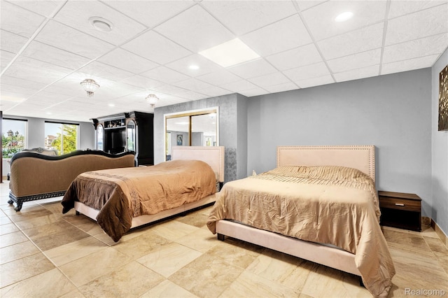 4303 S Lake Ln, Shelby Twp, MI 48316 - bedroom with a paneled ceiling and recessed lighting