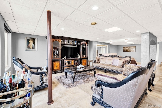 4303 S Lake Ln, Shelby Twp, MI 48316 - living area with a drop ceiling and recessed lighting