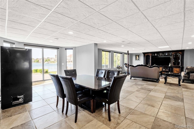 4303 S Lake Ln, Shelby Twp, MI 48316 - dining area featuring recessed lighting and light tile patterned floors