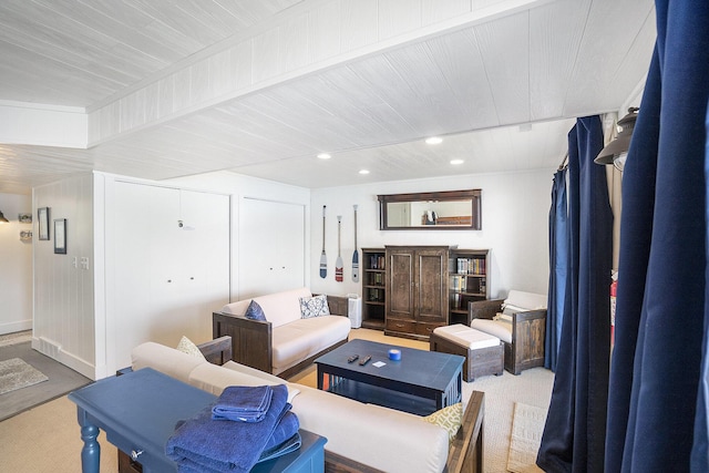 10520 Maple Xing, Canadian Lakes, MI 49346 - living area with recessed lighting and wood ceiling