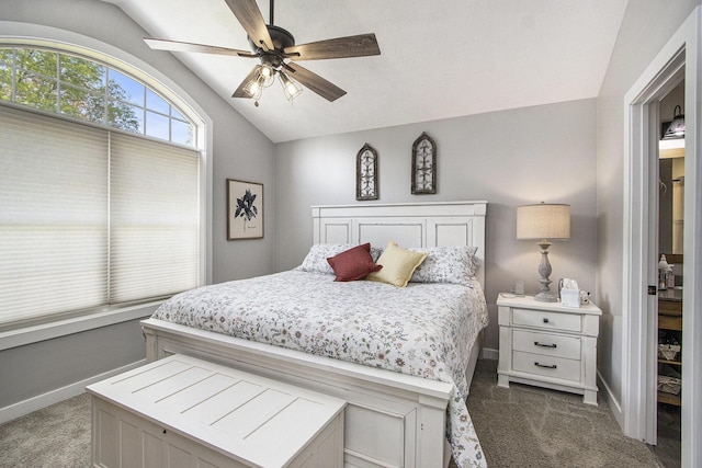 9733 E O Ave, Kalamazoo, MI 49048 - carpeted bedroom with vaulted ceiling and a ceiling fan