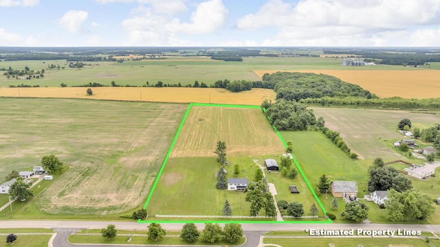 13451 S Waldron Rd, Waldron, MI 49288 - overview of rural landscape featuring property boundaries highlighted and a pastoral area
