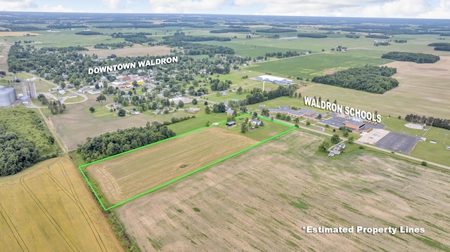 13451 S Waldron Rd, Waldron, MI 49288 - aerial view of sparsely populated area with property boundaries highlighted