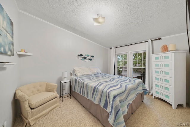 5390 Parkwood Ct, Manitou Beach, MI 49253 - carpeted bedroom with crown molding and a textured ceiling