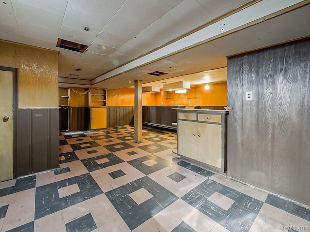 16039 Fordham St, Detroit, MI 48205 - kitchen with tile patterned floors and stainless steel countertops
