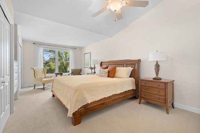 3229 Nighthawk Ln, Battle Creek, MI 49015 - bedroom featuring light carpet, a closet, and a ceiling fan