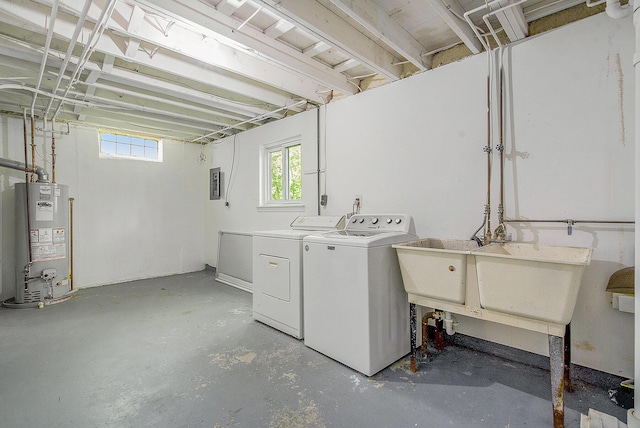 2375 Pontiac Trl, Ann Arbor, MI 48105 - laundry room featuring water heater, independent washer and dryer, and electric panel