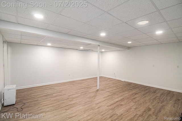 3708 Eaton Gate Ln, Auburn Hills, MI 48326 - finished basement featuring wood finished floors, recessed lighting, and a paneled ceiling