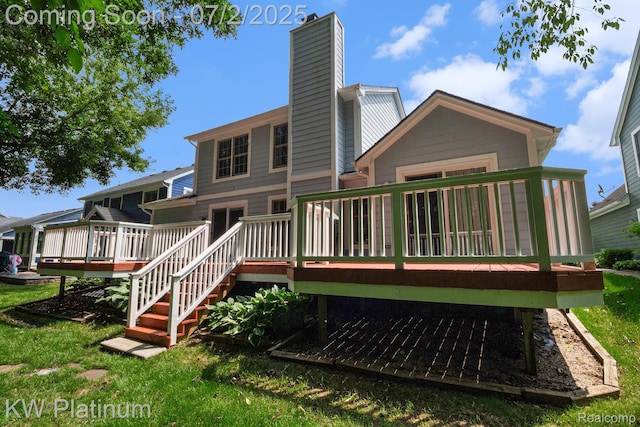 3708 Eaton Gate Ln, Auburn Hills, MI 48326 - rear view of property featuring a chimney and a deck