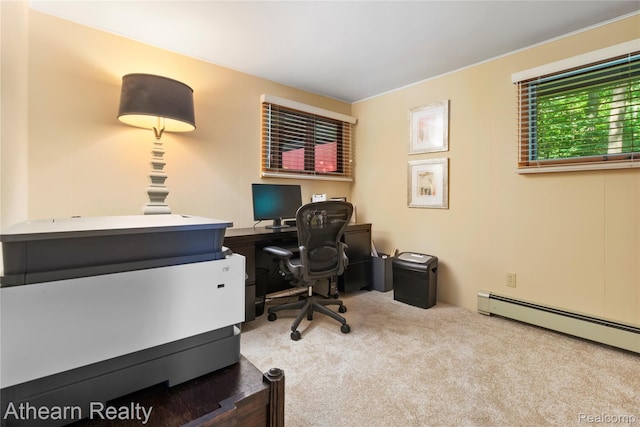 6600 W Shore Dr, Weidman, MI 48893 - carpeted home office featuring baseboard heating