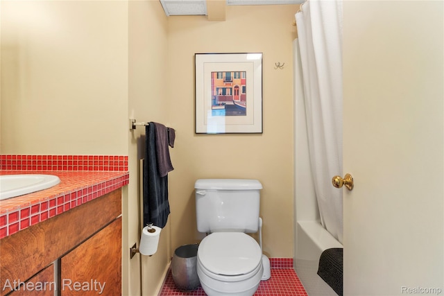 6600 W Shore Dr, Weidman, MI 48893 - full bathroom with vanity, shower / tub combo, and tile patterned floors