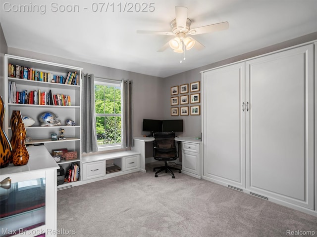 39104 Devonshire Ct, Harrison Township, MI 48045 - office area with light carpet and a ceiling fan