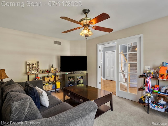 39104 Devonshire Ct, Harrison Township, MI 48045 - living area featuring a ceiling fan and carpet flooring