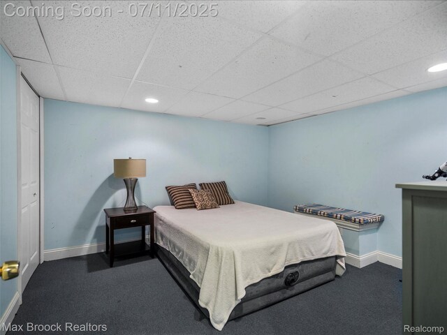 39104 Devonshire Ct, Harrison Township, MI 48045 - carpeted bedroom with a paneled ceiling and recessed lighting