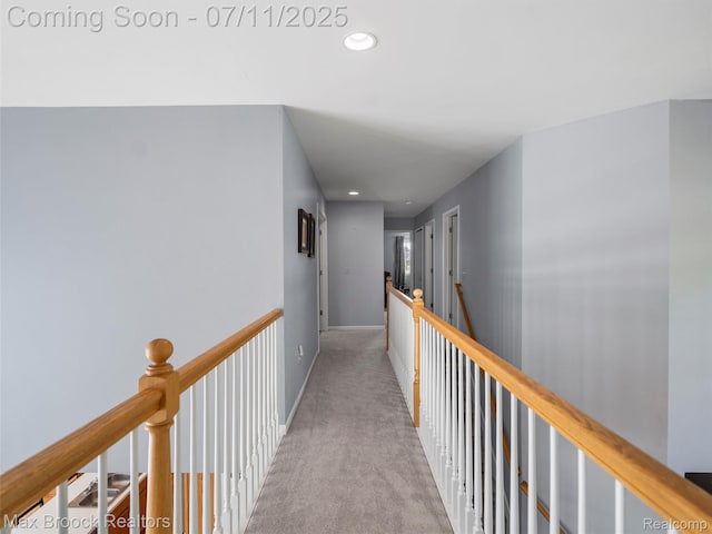 39104 Devonshire Ct, Harrison Township, MI 48045 - corridor featuring carpet flooring, recessed lighting, and an upstairs landing