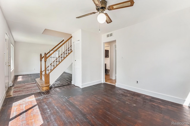 21048 Audrey Ave, Warren, MI 48091 - foyer featuring wood finished floors, stairway, and ceiling fan