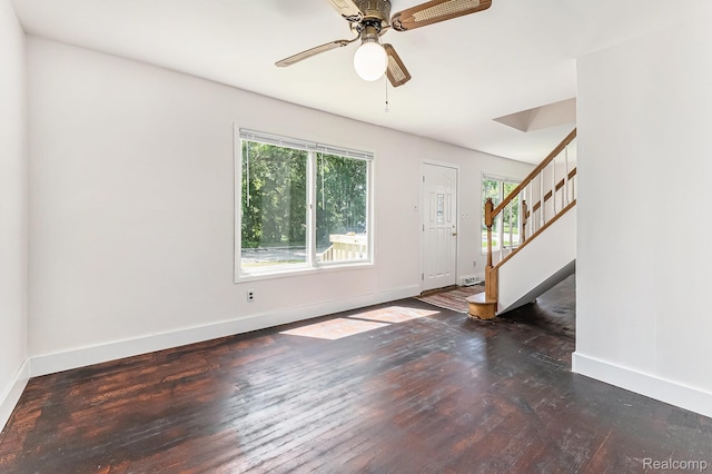 21048 Audrey Ave, Warren, MI 48091 - entrance foyer with stairway, hardwood / wood-style floors, and ceiling fan