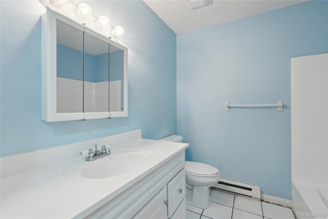 637 Lexington Ave, East Lansing, MI 48823 - full bath with a baseboard radiator, vanity, tile patterned flooring, a bathtub, and a shower