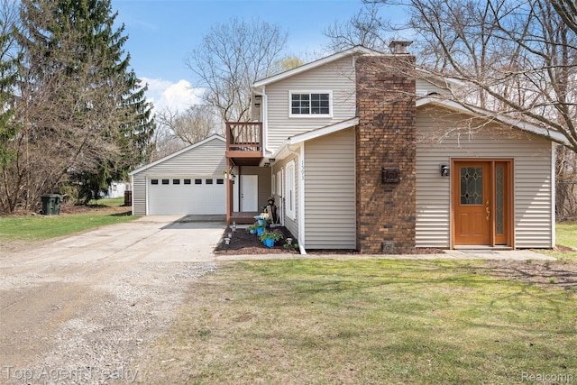 1593 Parke St, Rochester Hills, MI 48307 - view of front of home with a chimney, concrete driveway, and a front yard