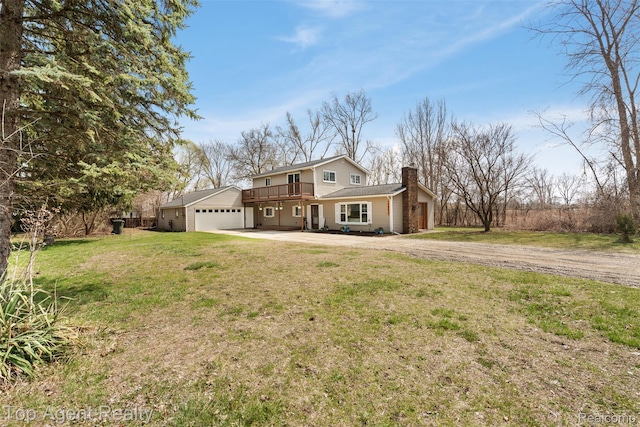 1593 Parke St, Rochester Hills, MI 48307 - traditional-style home with driveway, a chimney, a garage, and a front yard