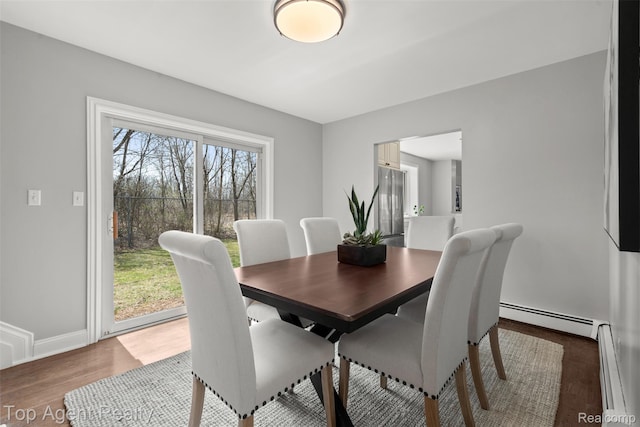 1593 Parke St, Rochester Hills, MI 48307 - dining area with a baseboard radiator and wood finished floors