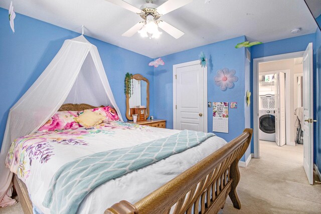 4673 Chasemoor Dr, Portage, MI 49024 - carpeted bedroom with washer / dryer and a ceiling fan