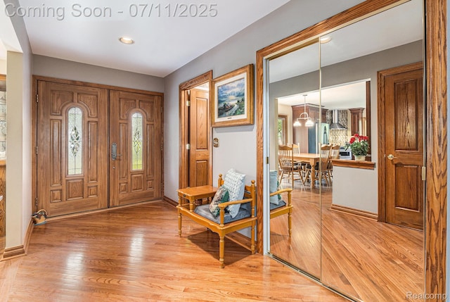 5131 Standish Dr, Troy, MI 48085 - entrance foyer featuring light wood-type flooring, a chandelier, and recessed lighting