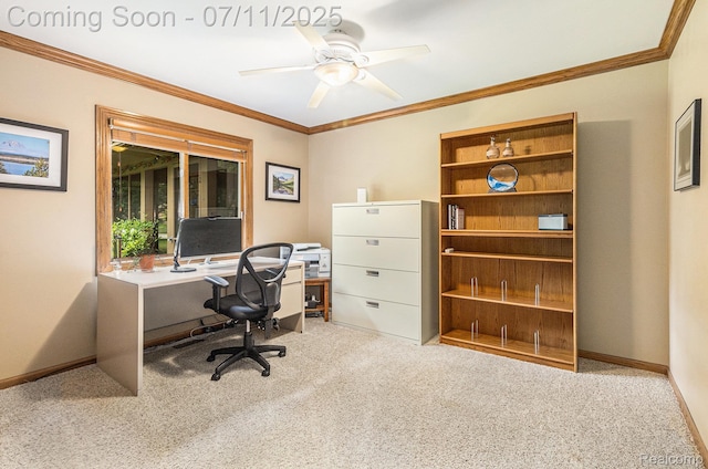 5131 Standish Dr, Troy, MI 48085 - office space with carpet flooring, ornamental molding, and ceiling fan