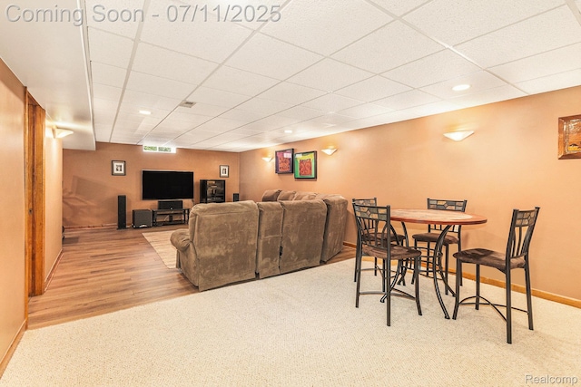 5131 Standish Dr, Troy, MI 48085 - carpeted living room featuring recessed lighting, a drop ceiling, and wood finished floors