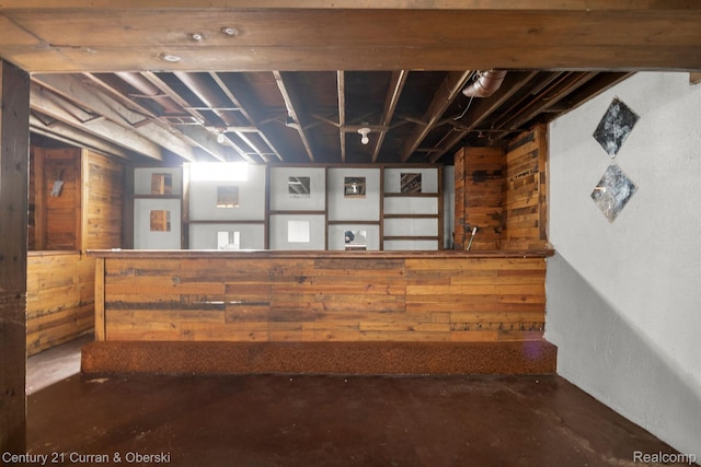 18949 Kenosha St, Harper Woods, MI 48225 - unfinished below grade area with wood walls