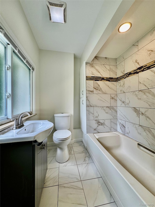 4915 Clarkston Rd, Clarkston, MI 48348 - full bathroom with marble finish flooring, vanity, and bathing tub / shower combination