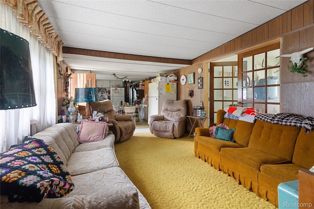 4175 Cherokee St, Gladwin, MI 48624 - living area with carpet floors and wood walls