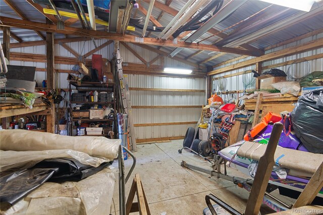 4175 Cherokee St, Gladwin, MI 48624 - garage featuring metal wall