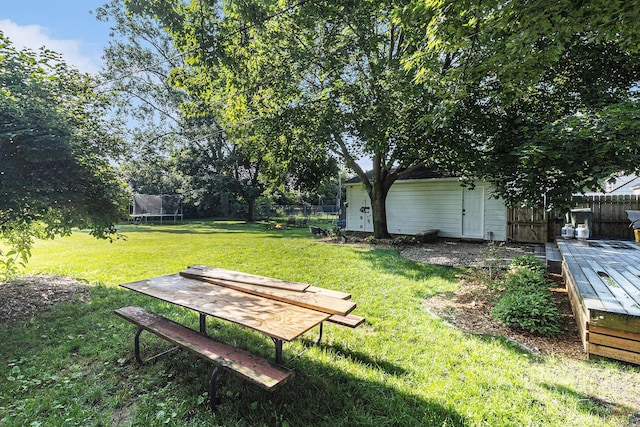 10351 Endicott St, Michigan, MI 48111 - view of yard with a trampoline and a deck
