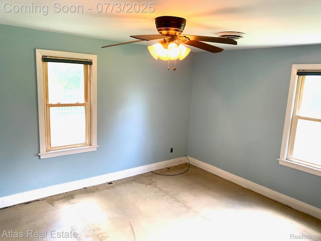 6201 S Main St, Clarkston, MI 48346 - unfurnished room with healthy amount of natural light, ceiling fan, and a smoke detector