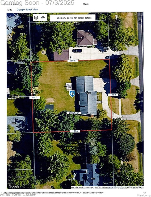 6201 S Main St, Clarkston, MI 48346 - view of property location with property parcel outlined