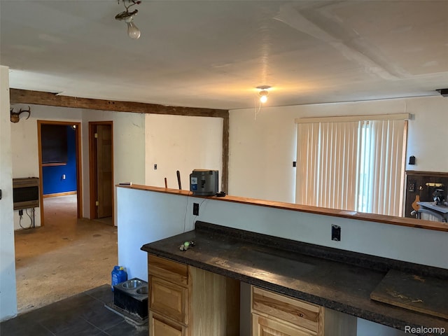 1185 E Hughes Lake Rd, Rose City, MI 48654 - kitchen featuring dark countertops and dark carpet