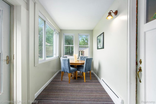 9309 Newburgh Rd, Livonia, MI 48150 - sunroom with baseboard heating and carpet